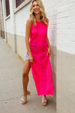 Load image into Gallery viewer, The Perfect Find Hot Pink Pointelle Sleeveless Side Slit Midi Coverup