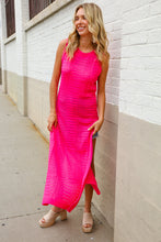 Load image into Gallery viewer, The Perfect Find Hot Pink Pointelle Sleeveless Side Slit Midi Coverup