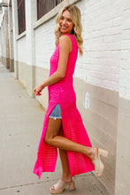 Load image into Gallery viewer, The Perfect Find Hot Pink Pointelle Sleeveless Side Slit Midi Coverup