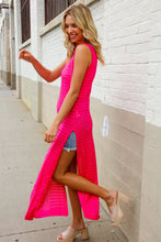 Load image into Gallery viewer, The Perfect Find Hot Pink Pointelle Sleeveless Side Slit Midi Coverup