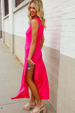 Load image into Gallery viewer, The Perfect Find Hot Pink Pointelle Sleeveless Side Slit Midi Coverup