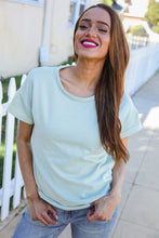 Load image into Gallery viewer, Casual Living Sage Terry Capped Short Sleeve Patch Back Tee