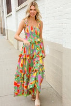 Load image into Gallery viewer, Sunny Days Abstract Print Tiered Ruffle Smocked Sleeveless Maxi