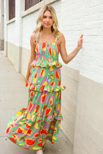 Load image into Gallery viewer, Sunny Days Abstract Print Tiered Ruffle Smocked Sleeveless Maxi