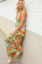 Load image into Gallery viewer, Sunny Days Abstract Print Tiered Ruffle Smocked Sleeveless Maxi
