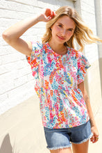 Load image into Gallery viewer, Perfect Find Ivory Floral Leaf Print Short Sleeve Babydoll Top