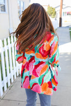 Load image into Gallery viewer, Sieze The Day 3/4 Tie Sleeve Shark Bite Hem Abstract Print Tunic