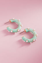 Load image into Gallery viewer, Designature New York - Round Pearlized Color Enamel Pearls Hoop Earrings
