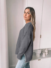 Load image into Gallery viewer, Suhkasana - Khaki Contrast Trim Knit Sweater Crew Neck Casual Pullover