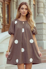 Load image into Gallery viewer, 1 the Woman - Polka Dot Print Knot Back Short Puff Sleeve Loose Mini Dress