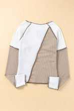 Load image into Gallery viewer, Suhkasana - Ribbed Color Block Slim Fit Top with Contrast Seams