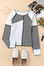Load image into Gallery viewer, Suhkasana - Ribbed Color Block Slim Fit Top with Contrast Seams