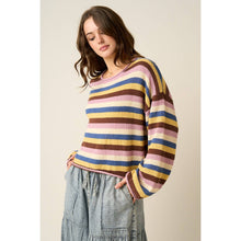 Load image into Gallery viewer, mittoshop - MULTICOLOR STRIPED SWEATER KNIT TOP