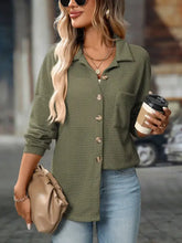 Load image into Gallery viewer, Suhkasana - Green Waffle Knit Button Down Shacket Casual Shirt Jacket
