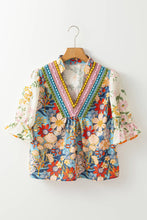 Load image into Gallery viewer, 66DISCO - Crochet V Neck Half Sleeve Boho Floral Blouse (S-4X)