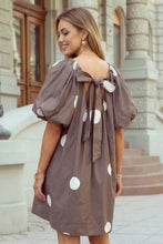 Load image into Gallery viewer, 1 the Woman - Polka Dot Print Knot Back Short Puff Sleeve Loose Mini Dress