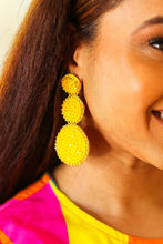 Load image into Gallery viewer, Yellow Beaded Round Pendant Earrings
