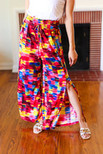 Load image into Gallery viewer, Vacay Vibes Kaleidoscope Smocked Waist Side Slit Palazzo Pants