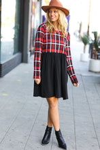 Load image into Gallery viewer, Holiday Plaid Twofer Babydoll Dress