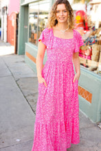 Load image into Gallery viewer, Perfectly You Fuchsia Ditzy Floral Fit & Flare Maxi Dress
