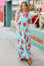 Load image into Gallery viewer, What A Vision Aqua Floral Fit & Flare Maxi Dress