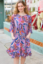 Load image into Gallery viewer, Give Your All Taupe & Lavender Paisley Ruffle Hem Midi Dress