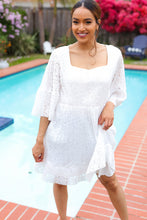 Load image into Gallery viewer, Diva Dreams White Accordion Pleated Lace Square Neck Dress