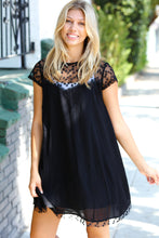 Load image into Gallery viewer, Black Embroidered Lace Yoke Fit & Flare Dress