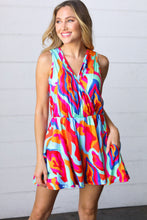 Load image into Gallery viewer, Vibrant Multicolor Abstract Sleeveless Surplice Romper