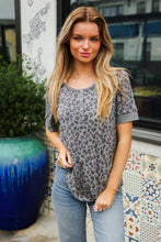 Load image into Gallery viewer, Fall For Me Charcoal Animal Print Thermal Snap Tee