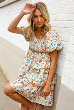 Load image into Gallery viewer, Find Love Floral Print Smocked Neck Puff Sleeve Ruffle Tiered Dress