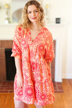Load image into Gallery viewer, All You Need Peach & Coral Boho Floral V Neck Dress