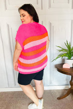 Load image into Gallery viewer, Feeling Bold Fuchsia & Orange Stripe Short Sleeve Dolman Sweater