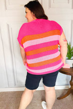 Load image into Gallery viewer, Feeling Bold Fuchsia & Orange Stripe Short Sleeve Dolman Sweater