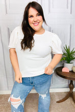 Load image into Gallery viewer, Stand Out White Crinkle Textured Woven Puff Sleeve Top