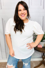 Load image into Gallery viewer, Stand Out White Crinkle Textured Woven Puff Sleeve Top