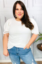 Load image into Gallery viewer, Stand Out White Crinkle Textured Woven Puff Sleeve Top