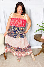 Load image into Gallery viewer, Vacay Vibes Orange Floral Smocked Tube Top Tiered Maxi Dress