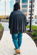 Load image into Gallery viewer, Casual Chic Charcoal V Neck Yoke Modal Knit Top