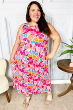 Load image into Gallery viewer, Hello Beautiful Fuchsia Abstract Floral Fit & Flare Maxi Dress