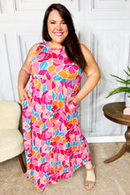 Load image into Gallery viewer, Hello Beautiful Fuchsia Abstract Floral Fit & Flare Maxi Dress