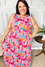 Load image into Gallery viewer, Hello Beautiful Fuchsia Abstract Floral Fit & Flare Maxi Dress