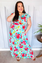 Load image into Gallery viewer, What A Vision Aqua Floral Fit & Flare Maxi Dress