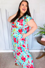 Load image into Gallery viewer, What A Vision Aqua Floral Fit & Flare Maxi Dress