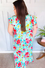Load image into Gallery viewer, What A Vision Aqua Floral Fit & Flare Maxi Dress