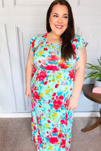 Load image into Gallery viewer, What A Vision Aqua Floral Fit & Flare Maxi Dress