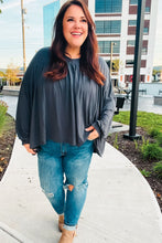 Load image into Gallery viewer, Casual Chic Charcoal V Neck Yoke Modal Knit Top