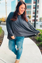 Load image into Gallery viewer, Casual Chic Charcoal V Neck Yoke Modal Knit Top