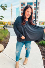 Load image into Gallery viewer, Casual Chic Charcoal V Neck Yoke Modal Knit Top