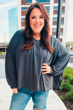 Load image into Gallery viewer, Casual Chic Charcoal V Neck Yoke Modal Knit Top